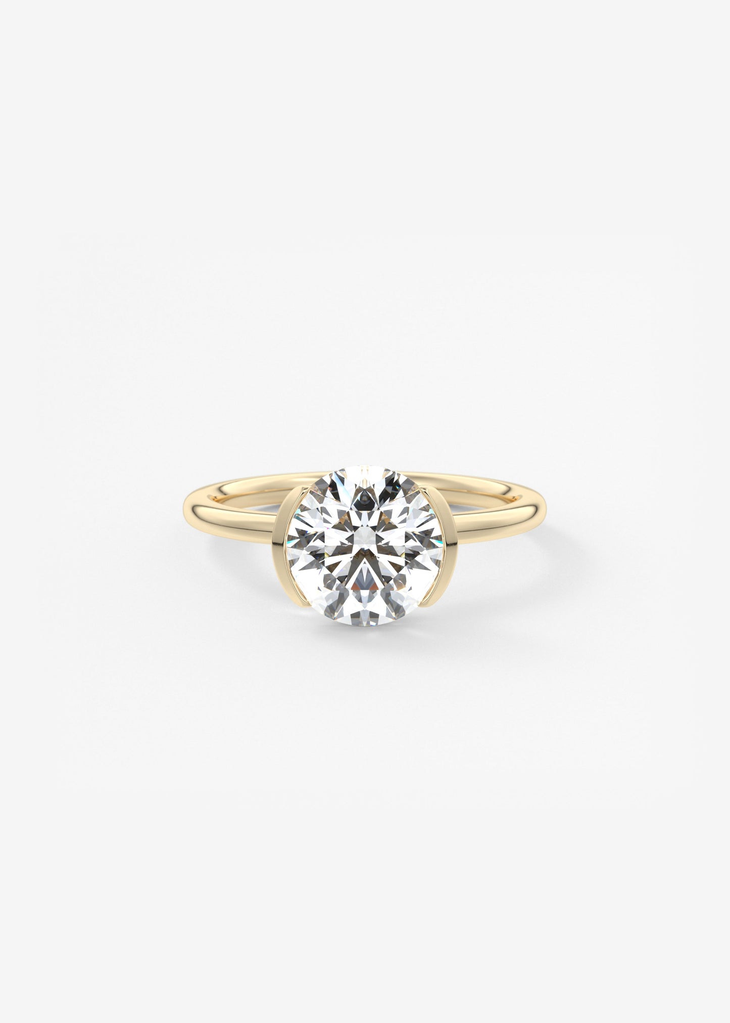 Round Half Bezel Lab Grown Diamond Engagement Ring