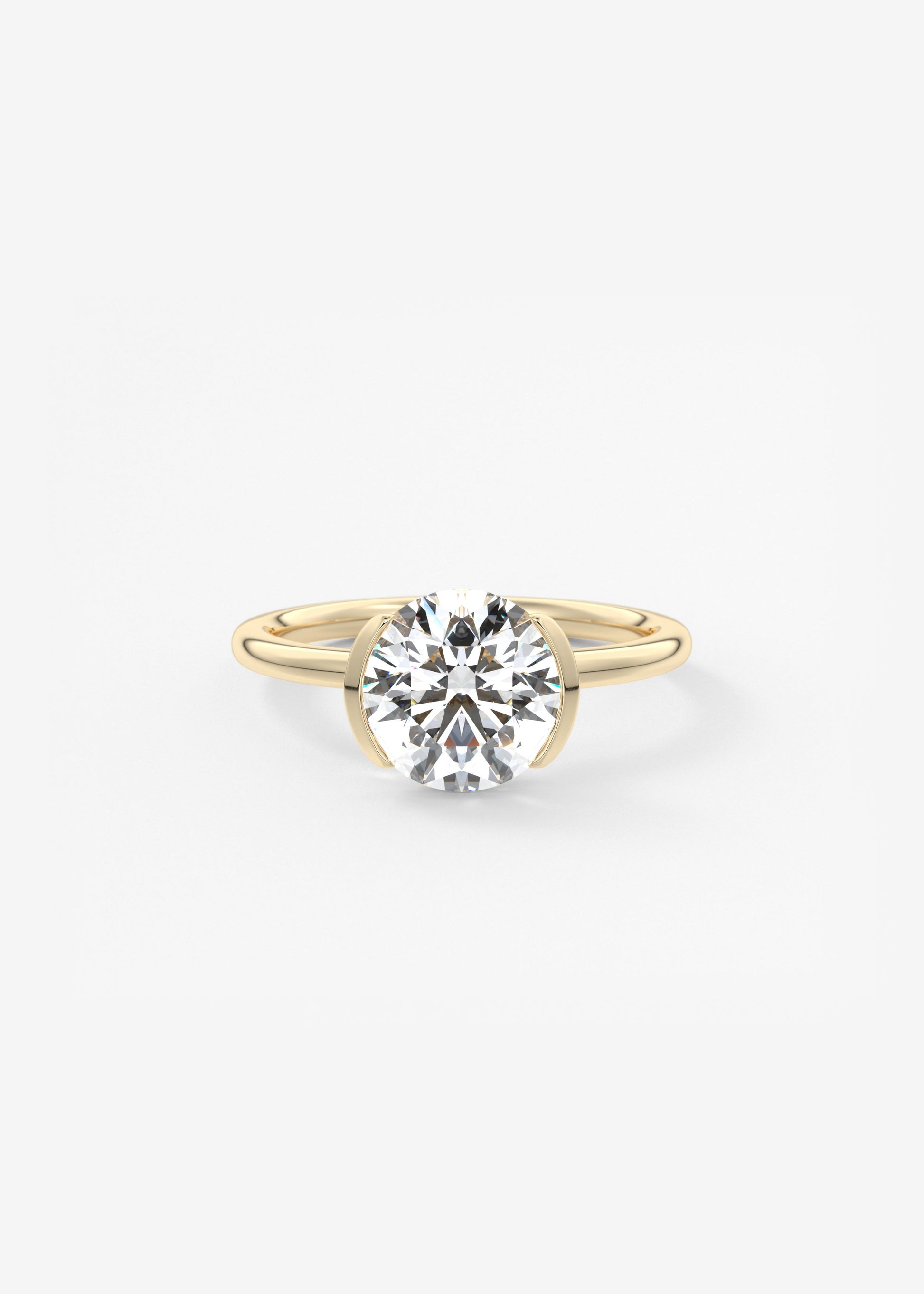 Round Half Bezel Lab Grown Diamond Engagement Ring