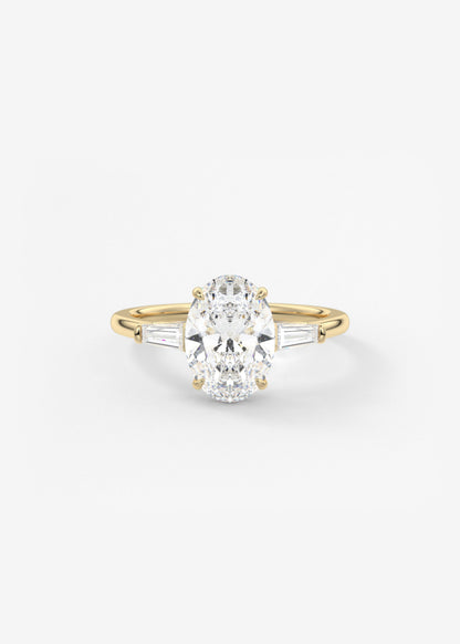 Oval Three Stone Lab Grown Diamond Engagement Ring