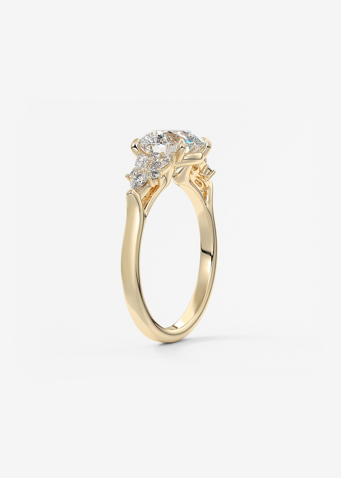 Round Cluster Lab Grown Diamond Engagement Ring