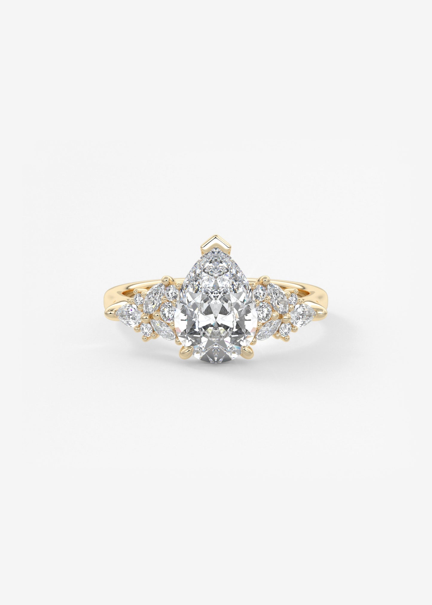 Pear Cluster Lab Grown Diamond Engagement Ring