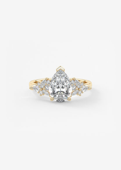 Pear Cluster Lab Grown Diamond Engagement Ring