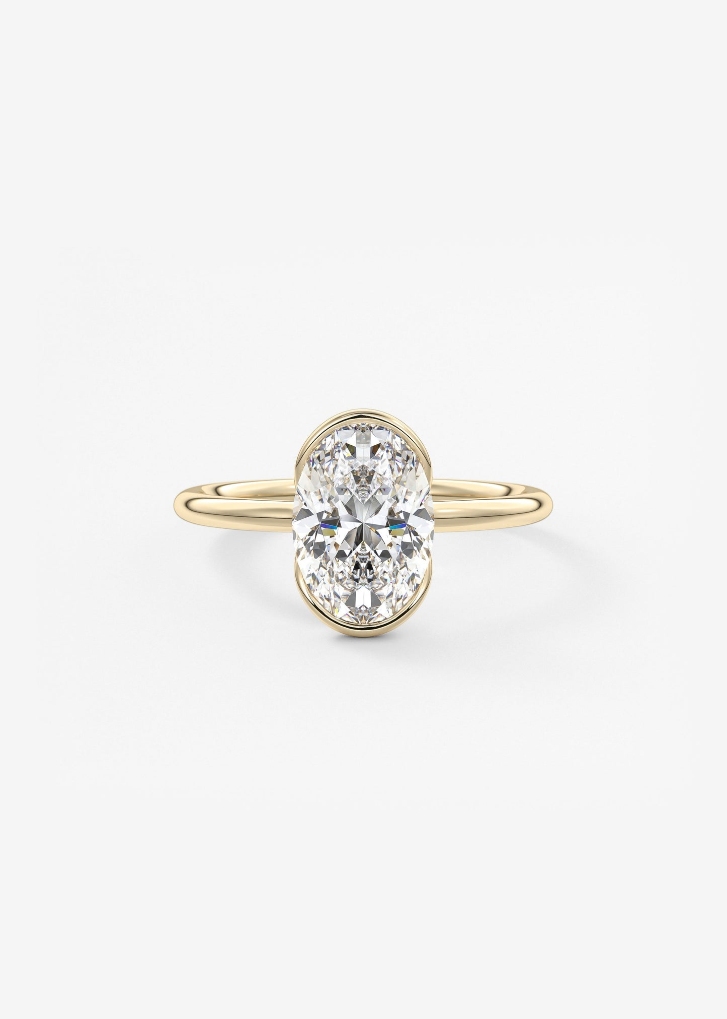 Oval Half Bezel Lab Grown Diamond Engagement Ring