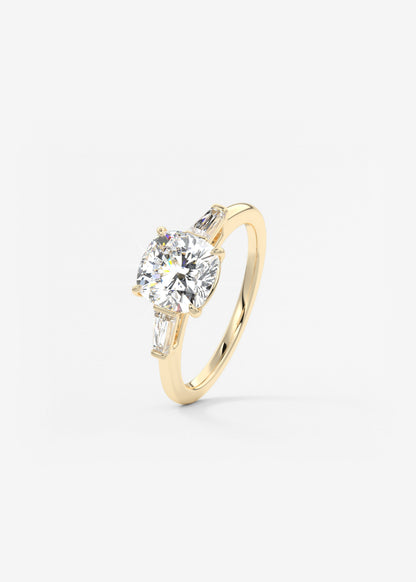 Cushion Three Stone Lab Grown Diamond Engagement Ring