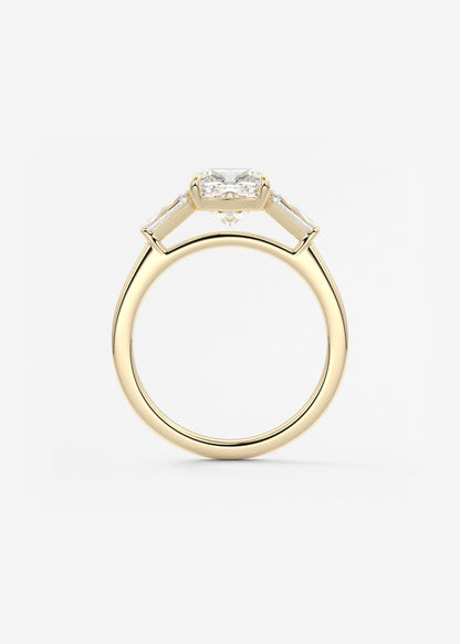 Cushion Three Stone Lab Grown Diamond Engagement Ring