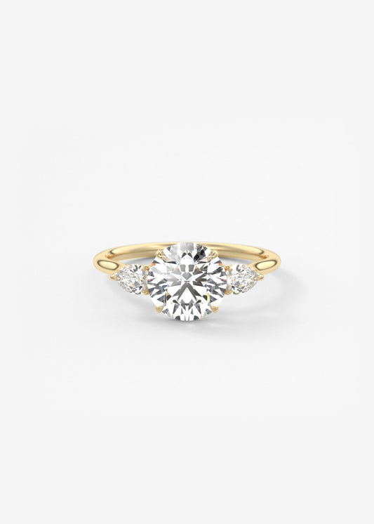 Round Three Stone Lab Grown Diamond Engagement Ring