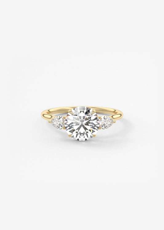 Round Three Stone Lab Grown Diamond Engagement Ring